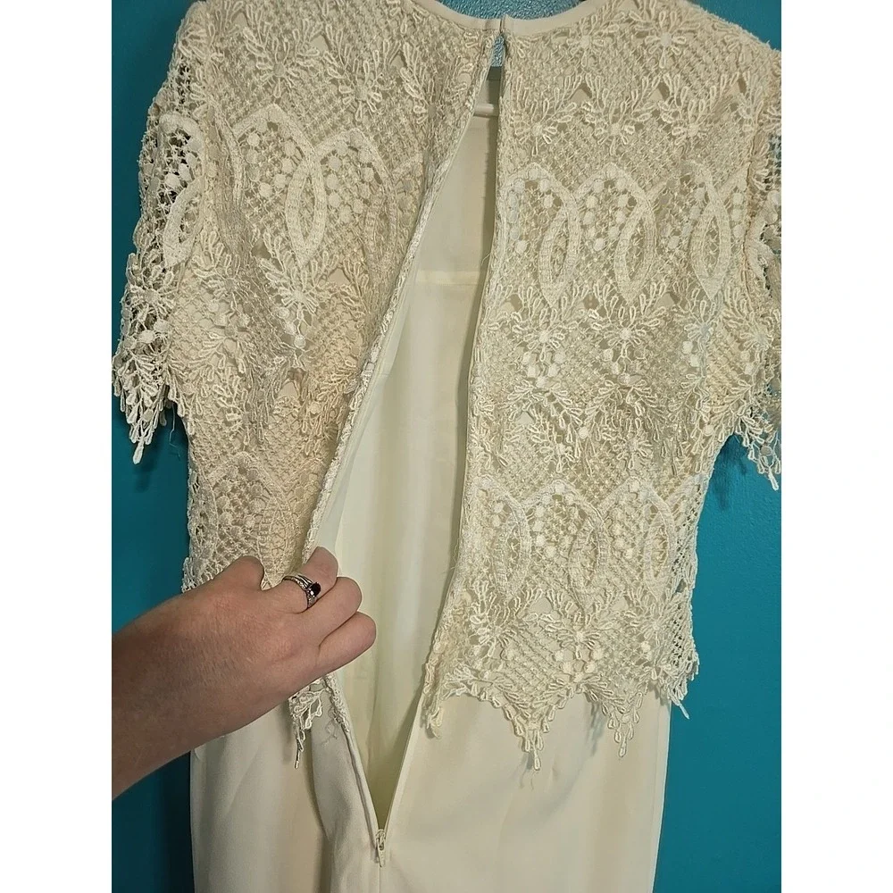 Vtg Karen Miller Sz 10 Ivory Mother of the Bride Cocktail Formal Maxi Dress USA - Picture 6 of 11